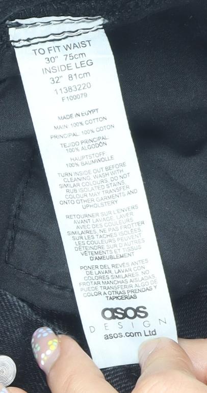 ASOS Men's Black Straight Jeans, 30 Waist, 32 Leg