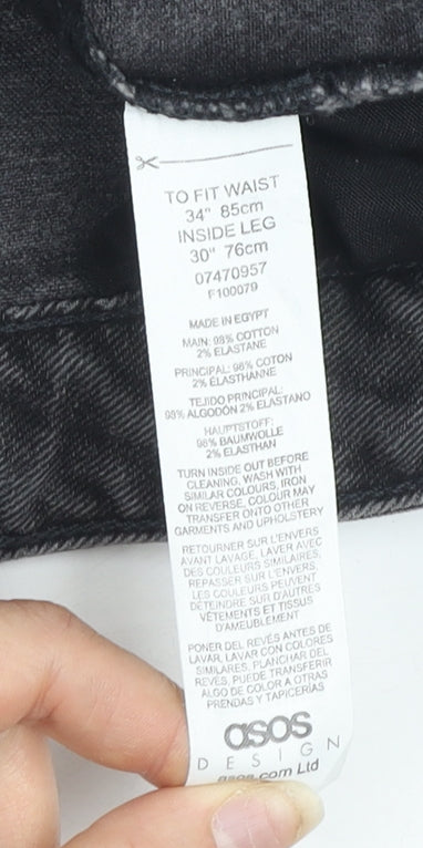 ASOS DESIGN Men's Black Straight Jeans, 34, Denim