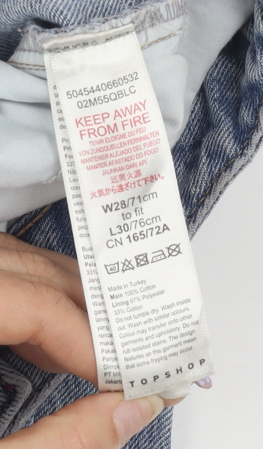 Topshop Women’s Blue Distressed Mom Jeans Size 10