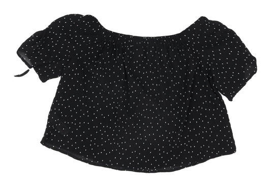 Womens UK Size 12 Topshop Black Cropped Blouse