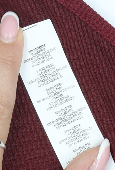 Boohoo Women Red Cropped One Shoulder Blouse Size 8