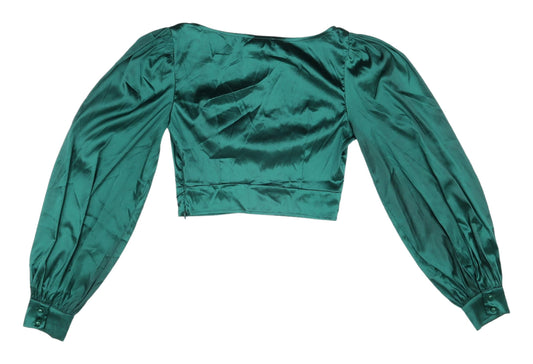 Femme Luxe Green Cropped Blouse, Size 6, Party Top