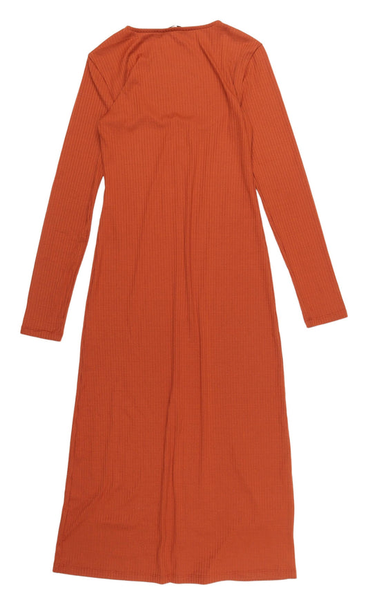 Stradivarius Women's Red Midi Shirt Dress, Size 12