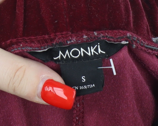 Womens UK Size S Monki Relaxed Fit Wide-Leg Red Trousers