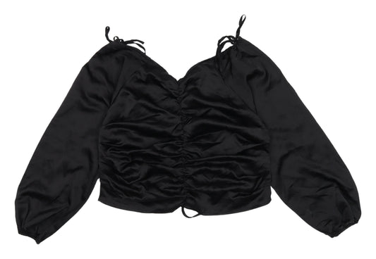 Womens UK Size 14 PRETTYLITTLETHING Black Blouse