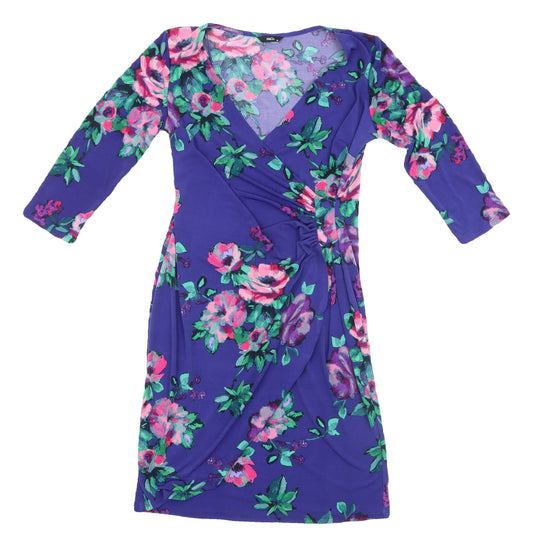 M&Co Women's Multicoloured Size 10 Floral Wrap Dress