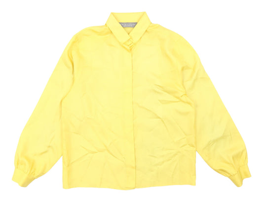 Additional front view of Principles Women's Yellow Button-Up Shirt, size 12
