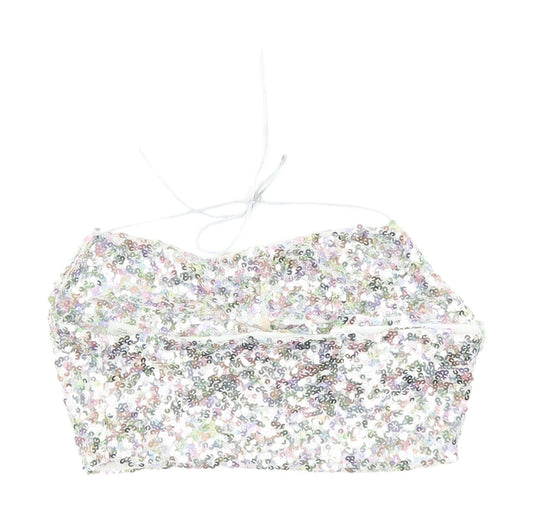 boohoo Women's Multicoloured Sequin Halter Camisole, Size 8