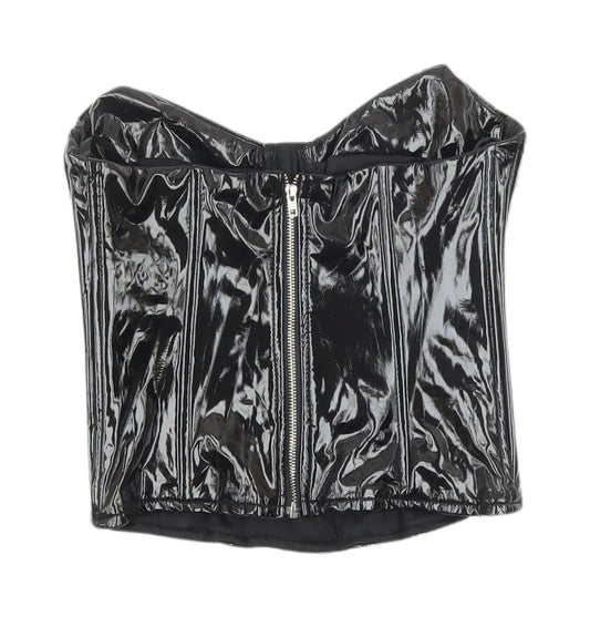 Womens UK Size 2 PRETTYLITTLETHING Black Camisole Blouse