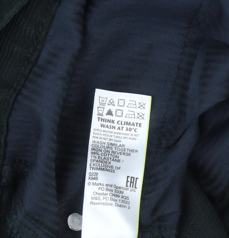 Marks and Spencer Black Slim Fit Corduroy Trousers Mens Size 38