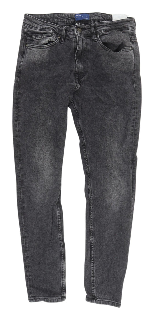 Zara Womens Man Slim Fit Black Denim Jeans, Size 14