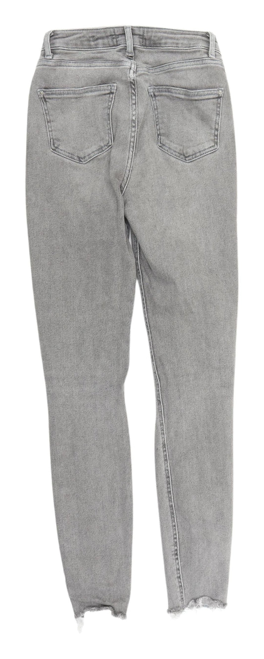 New Look Women's Grey Skinny Jeans, Size 8, Distressed, Mid Rise