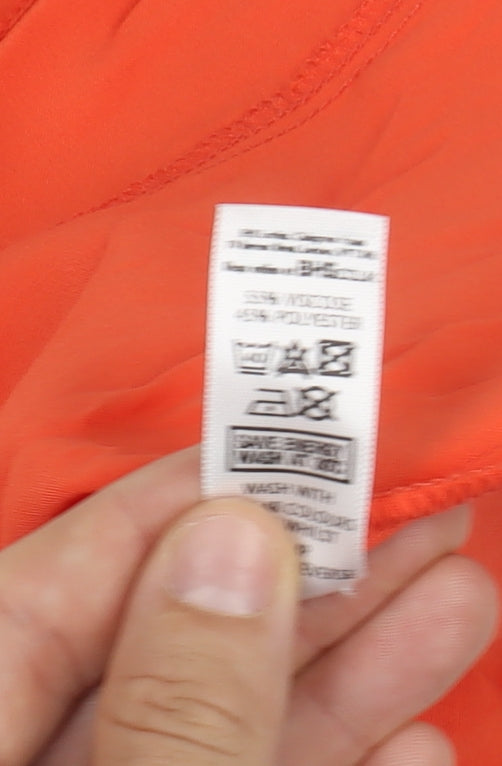 BHS Women's Orange Button-Up Shirt - Size 10