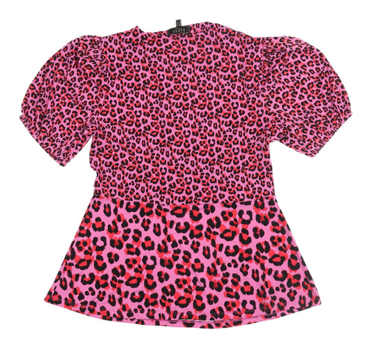 Womens UK Size 14 Lipsy Pink Cropped T-Shirt