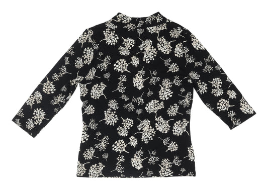 Laura Ashley Black Floral Blouse, Women's Size 8, Viscose Blend