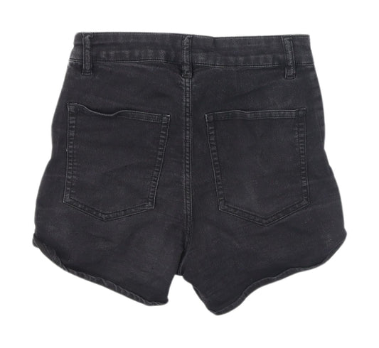 H&M Women's Black High-Rise Cut-Off Denim Shorts, Size 8