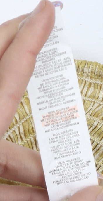 Nasty Gal Yellow Check Cropped Blouse, Size 10