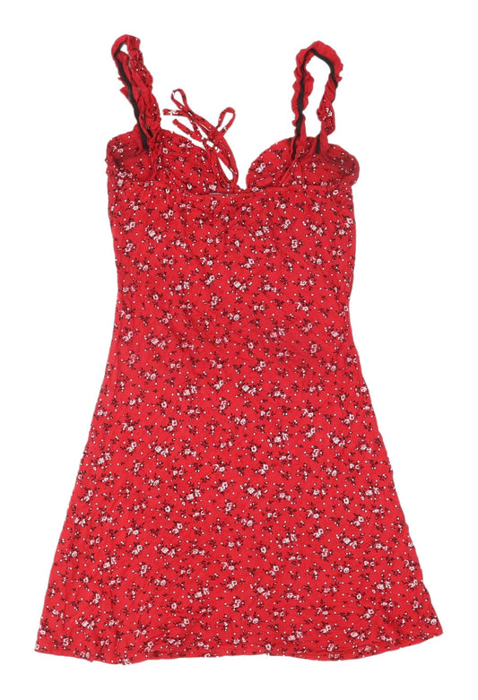 PrettyLittleThing Women’s Red Floral A-Line Mini Dress