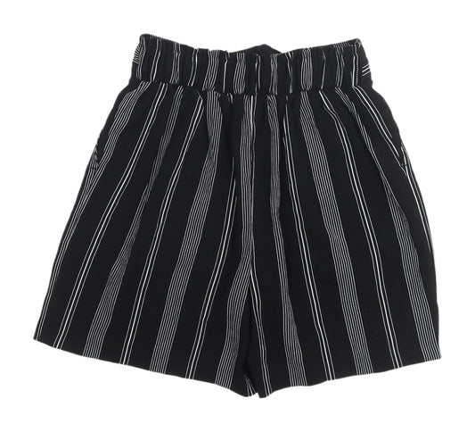 New Look Women's Black Striped Paperbag Shorts