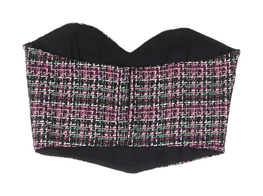 Womens UK Size M Zara Multicoloured Cropped Blouse