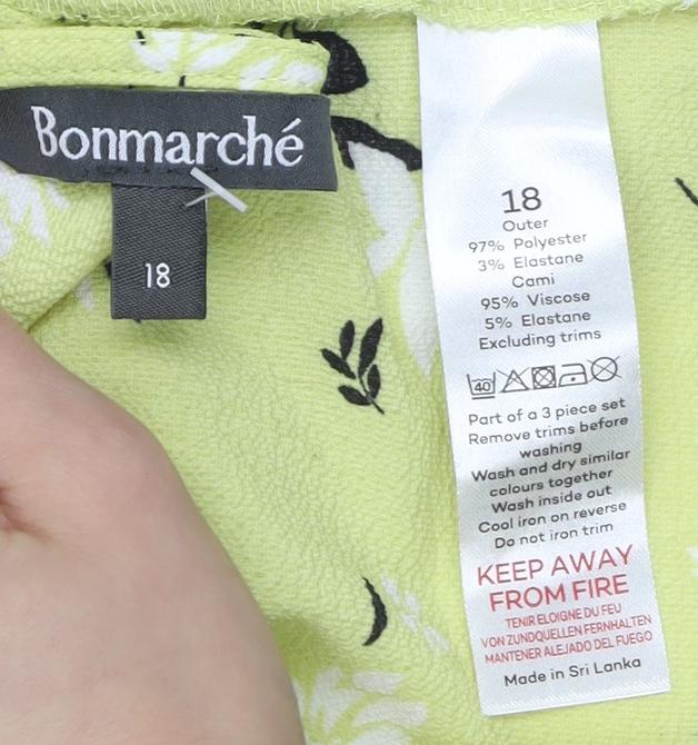 Bonmarché Women's Yellow Floral Blouse 3/4 Sleeve Size 18