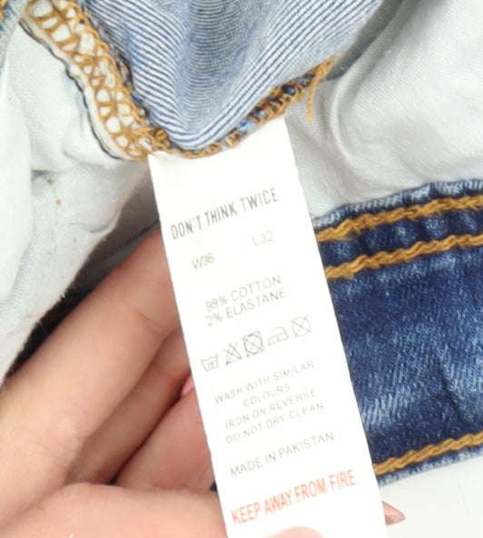 Men's Don't Think Twice Blue Straight Jeans, Size L, Medium Wash