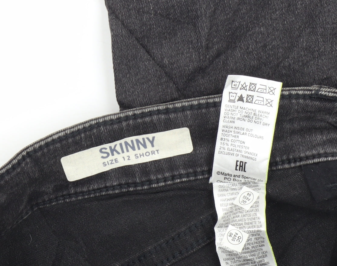 Womens UK Size 12 Marks and Spencer Regular Fit Skinny Black Jeans