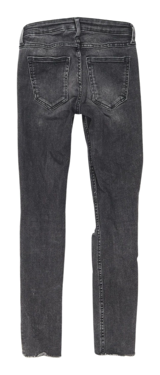 Womens UK Size 4 H&M Slim Fit Ankle Black Jeans
