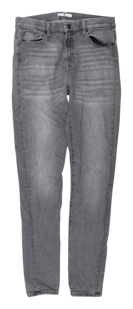 Additional front view of 7 For All Mankind Grey Skinny Slim Jeans -, size 10
