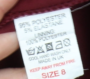 Brand and care label for girls’ on film red bodycon dress, uk 8, classic elegance