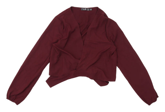 Womens UK Size 16 Missguided Red Wrap Blouse