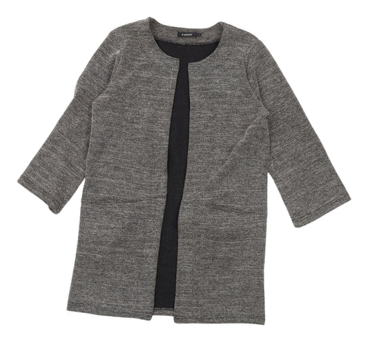 Additional front view of b.young Women's Grey Coatigan S Regular Open Knit