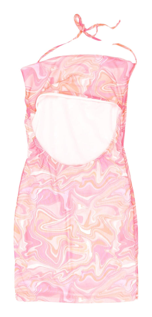 PrettyLittleThing Women's Multicoloured Halter Mini Dress
