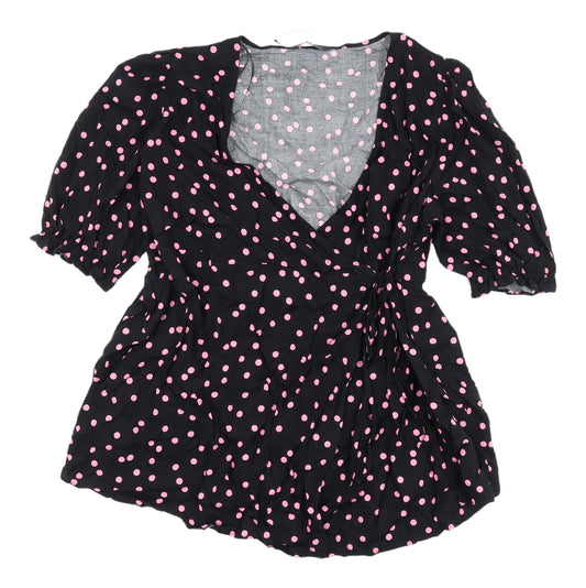 Womens UK Size 14 Marks and Spencer Black Wrap Blouse