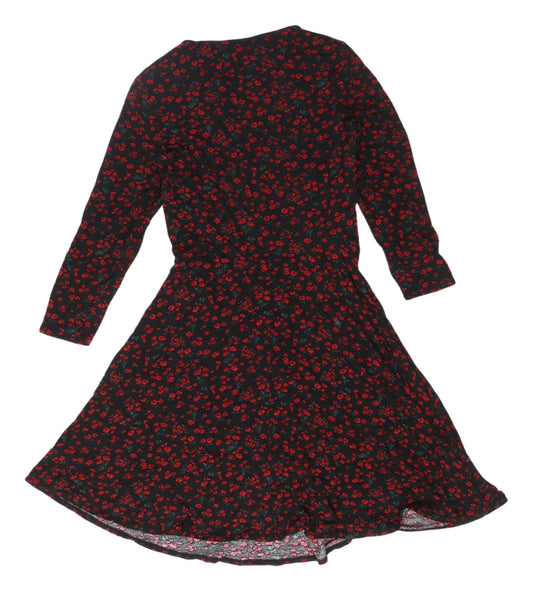 Dorothy Perkins Floral Skater Dress, Black, Size 8