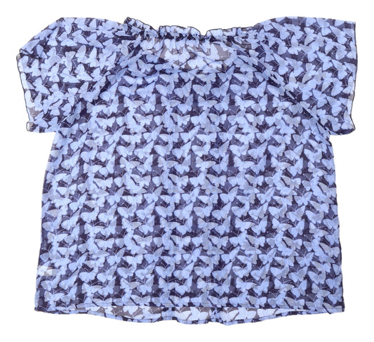 Being Casual Women's Blue Butterfly Blouse Size 30