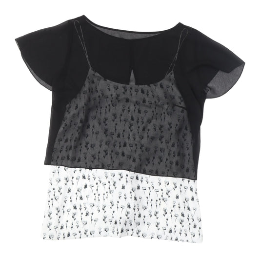 Womens UK Size 8 Mint Velvet Black Cropped Blouse