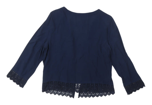 M&Co Women's Blue Crochet Kimono Blouse Size 12