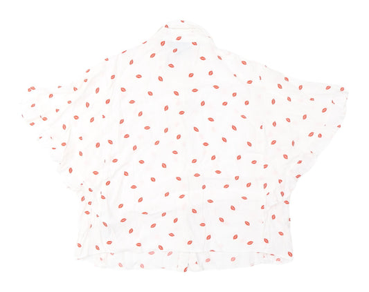Topshop Women’s White Blouse UK 8 with Button Accents