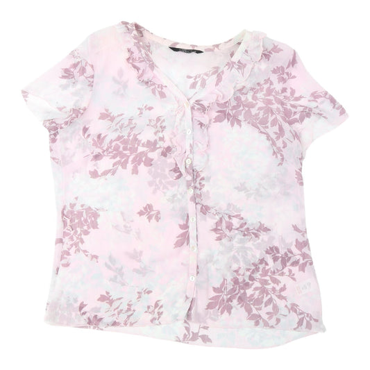 Womens UK Size 16 BM Pink Wrap Blouse