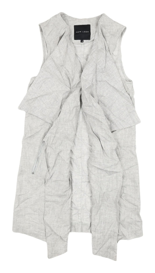 New Look Women's Grey Waistcoat Size 6 Linen Blend