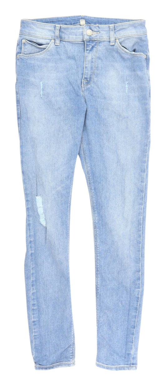 Additional front view of ASOS Women's Blue Skinny Jeans, size 31, Distressed