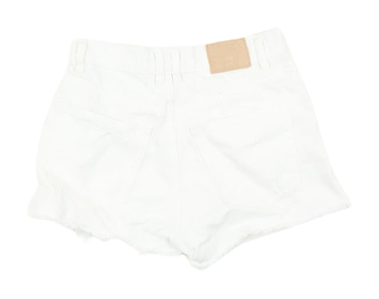 Pull & Bear Women's White Cut-Off Shorts UK 8 Casual