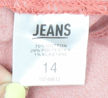 Womens UK Size 14 Jeans Capri Pink Jeans