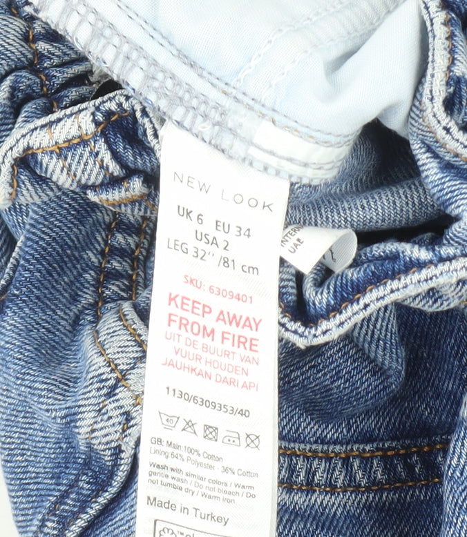 New Look Women's Blue Paperbag High Rise Jeans Size 6