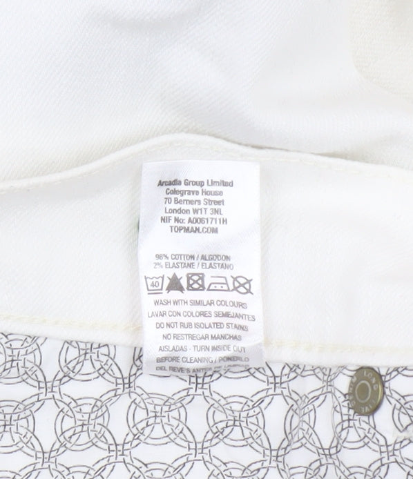 Mens UK Size L Topman Slim Fit Skinny White Jeans
