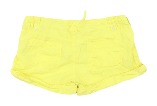 New Look Women's Yellow Casual Cotton Shorts UK 14