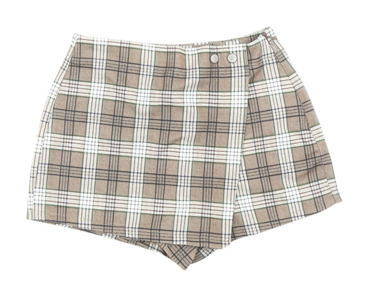 Sincerely Jules Women's Brown Plaid Wrap Shorts S