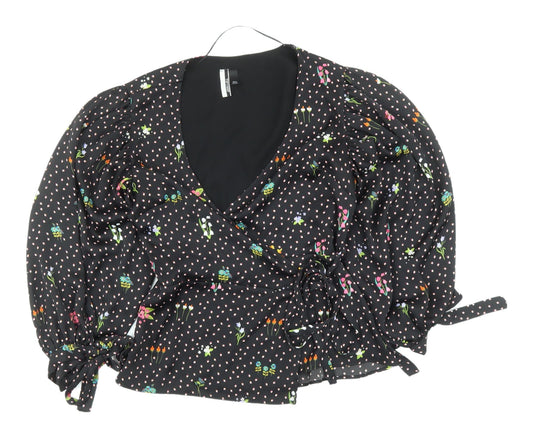 Womens UK Size UK 8 Topshop Black Wrap Blouse