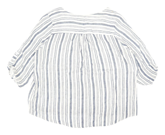 Faith and Joy Women's Blue Striped Tunic XL Blouse